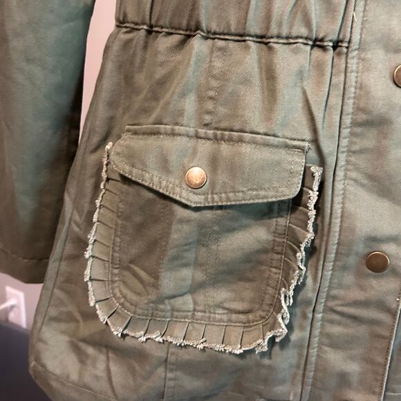 Cat & Jack Kids Jacket SZ L 10-12 Khaki Green Long Sleeve Lined Hooded  Utility - Picture 11 of 13